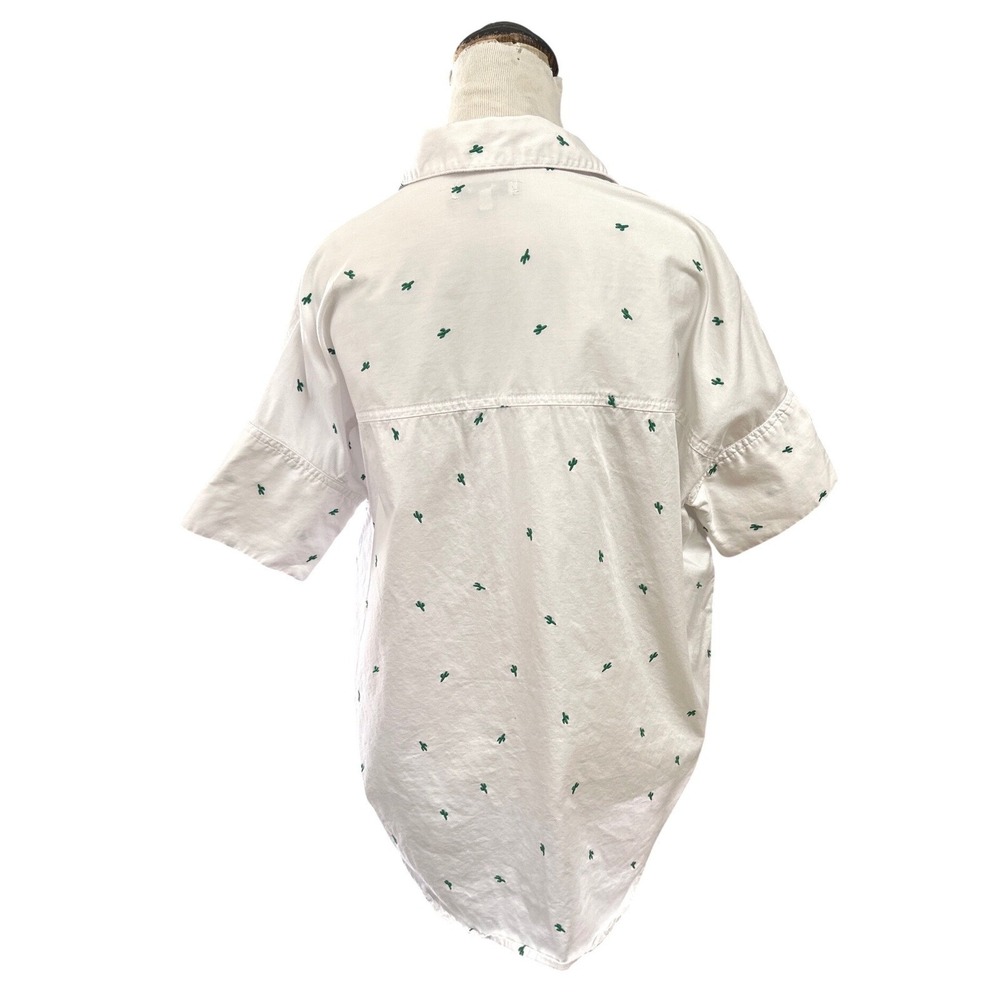 Madewell White Cactus Embroidered Button Down Shirt Western Coastal Cowgirl XS - Picture 6 of 7